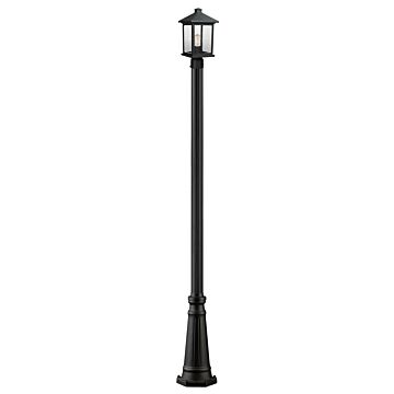 Z-Lite Portland 1-Light Outdoor Post Mounted Fixture Light In Black