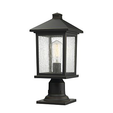 Z-Lite Portland 1-Light Outdoor Pier Mounted Fixture Light In Oil Rubbed Bronze