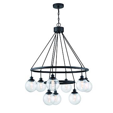 Que Nine Light Chandelier in Flat Black by Craftmade