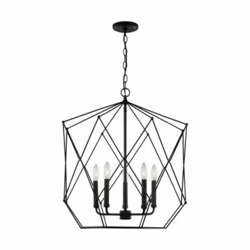 Zarra Five Light Pendant in Midnight Black by Visual Comfort Studio