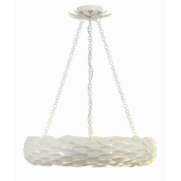 Broche Six Light Pendant in Matte White by Crystorama