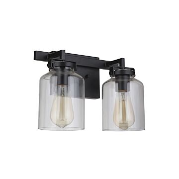 Foxwood Two Light Vanity in Flat Black   Dark Teak by Craftmade