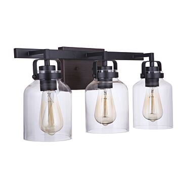 Foxwood Three Light Vanity in Flat Black   Dark Teak by Craftmade