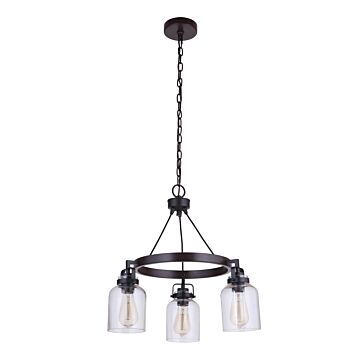 Foxwood Three Light Chandelier in Flat Black   Dark Teak by Craftmade