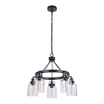 Foxwood Five Light Chandelier in Flat Black   Dark Teak by Craftmade