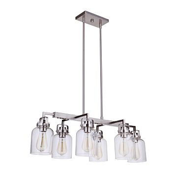Foxwood Six Light Island Pendant in Brushed Polished Nickel by Craftmade