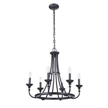 Marlowe Six Light Chandelier in Flat Black by Craftmade