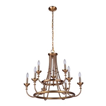 Craftmade Marlowe 9 Light Chandelier in Satin Brass