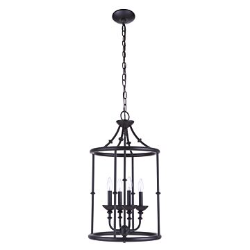 Marlowe Four Light Foyer Pendant in Flat Black by Craftmade