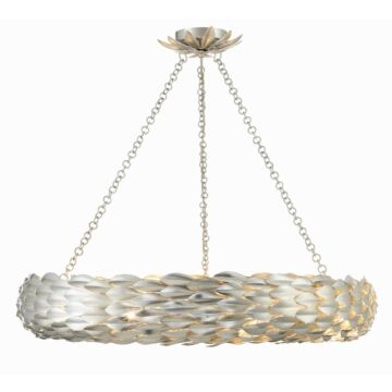 Broche Eight Light Pendant in Antique Silver by Crystorama