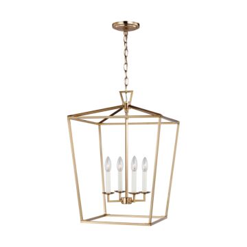 Dianna Four Light Lantern in Satin Brass by Visual Comfort Studio