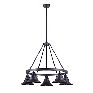 Union Five Light Outdoor Chandelier in Oiled Bronze Gilded by Craftmade
