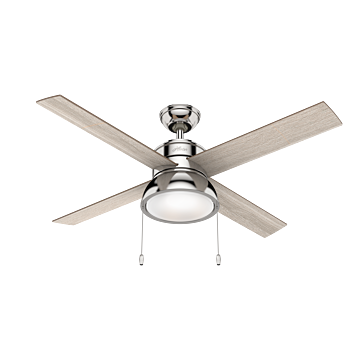 Hunter LOKI 2 Light 52 Inch Indoor Ceiling Fan in Polished Nickel