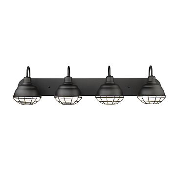 Neo Industrial Four Light Vanity in Matte Black by Millennium