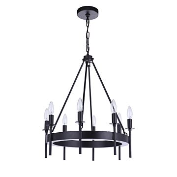 Larrson Eight Light Chandelier in Flat Black by Craftmade