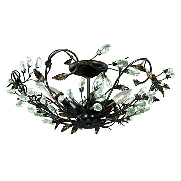 Jardin 4-Light Semi-Flush Mount in Architectural Bronze and Gold