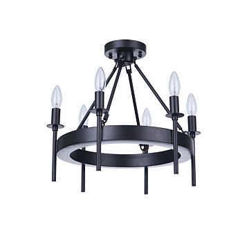 Larrson Six Light Semi Flush Mount in Flat Black by Craftmade