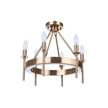 Larrson Six Light Semi Flush Mount in Satin Brass by Craftmade