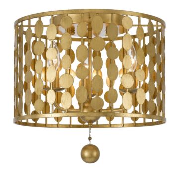 Layla Three Light Flush Mount in Antique Gold by Crystorama