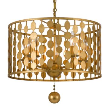 Layla Five Light Chandelier in Antique Gold by Crystorama