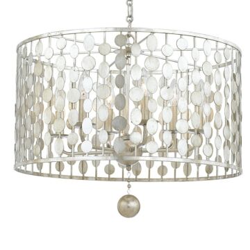 Layla Six Light Chandelier in Antique Silver by Crystorama