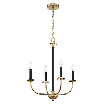 Stanza Four Light Chandelier in Flat Black Satin Brass by Craftmade