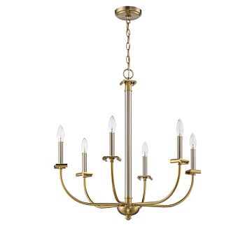 Stanza Six Light Chandelier in Brushed Polished Nickel Satin Brass by Craftmade