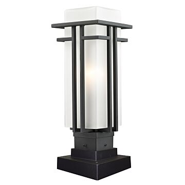 Z-Lite Abbey 1-Light Outdoor Pier Mounted Fixture Light In Black