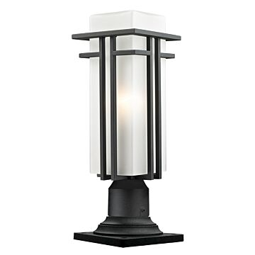 Z-Lite Abbey 1-Light Outdoor Pier Mounted Fixture Light In Black