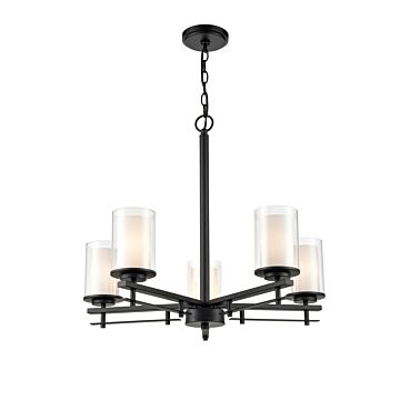 Huderson Five Light Chandelier in Matte Black by Millennium