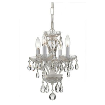 Traditional Crystal Four Light Mini Chandelier in Wet White by Crystorama
