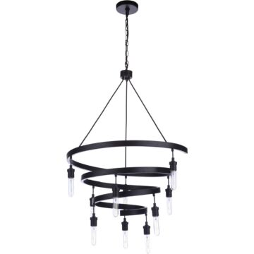 Tranquil Ten Light Chandelier in Flat Black by Craftmade