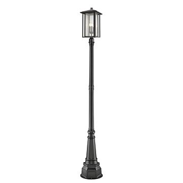 Z-Lite Aspen 3-Light Outdoor Post Mounted Fixture Light In Black
