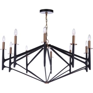 The Reserve Ten Light Chandelier in Flat Black Satin Brass by Craftmade