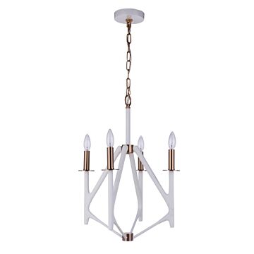 The Reserve Four Light Foyer Pendant in Matte White   Satin Brass by Craftmade
