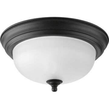 Dome Glass - Alabaster 1-Light Flush Mount in Forged Black