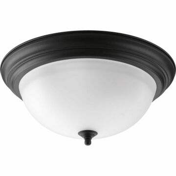 Dome Glass - Alabaster 3-Light Flush Mount in Forged Black
