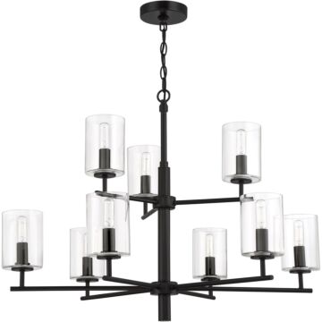 Hailie Nine Light Chandelier in Flat Black by Craftmade