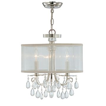 Hampton Three Light Mini Chandelier in Polished Chrome by Crystorama