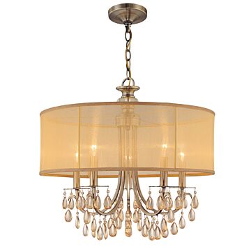 Hampton Five Light Chandelier in Antique Brass by Crystorama