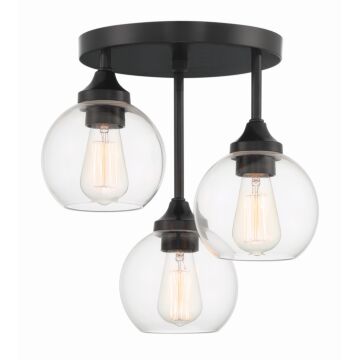Glenda Three Light Semi Flush Mount in Flat Black by Craftmade