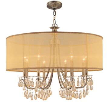 Hampton Eight Light Chandelier in Antique Brass by Crystorama