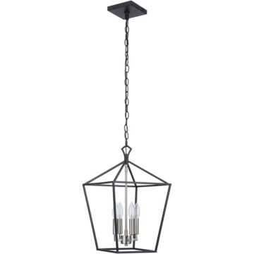 Flynt II Four Light Foyer Pendant in Flat Black Brushed Polished Nickel by Craftmade