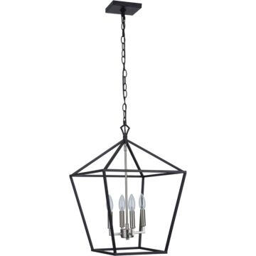 Flynt II Four Light Foyer Pendant in Flat Black Brushed Polished Nickel by Craftmade