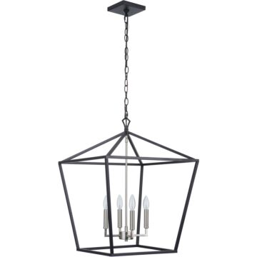 Flynt II Four Light Foyer Pendant in Flat Black Brushed Polished Nickel by Craftmade