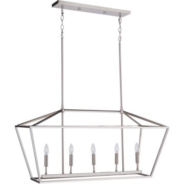 Flynt II Five Light Island Pendant in Flat Black Brushed Polished Nickel by Craftmade