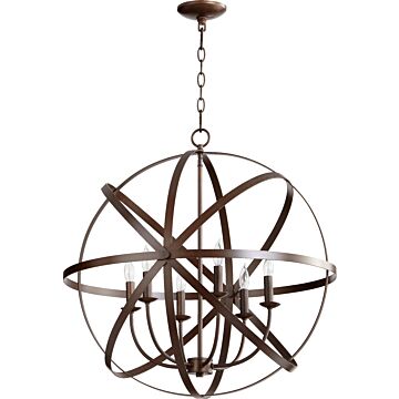 Celeste Six Light Chandelier in Oiled Bronze by Quorum International