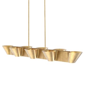 Reeve Eight Light Island Pendant in Vintage Gold Leaf by Hudson Valley