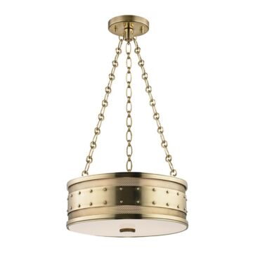 Gaines Three Light Pendant in Aged Brass by Hudson Valley