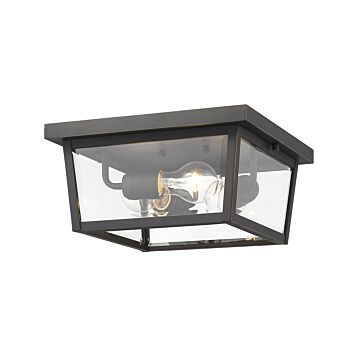 Z-Lite Beacon 3-Light Outdoor Flush Ceiling Mount Fixture Ceiling Light In Oil Rubbed Bronze